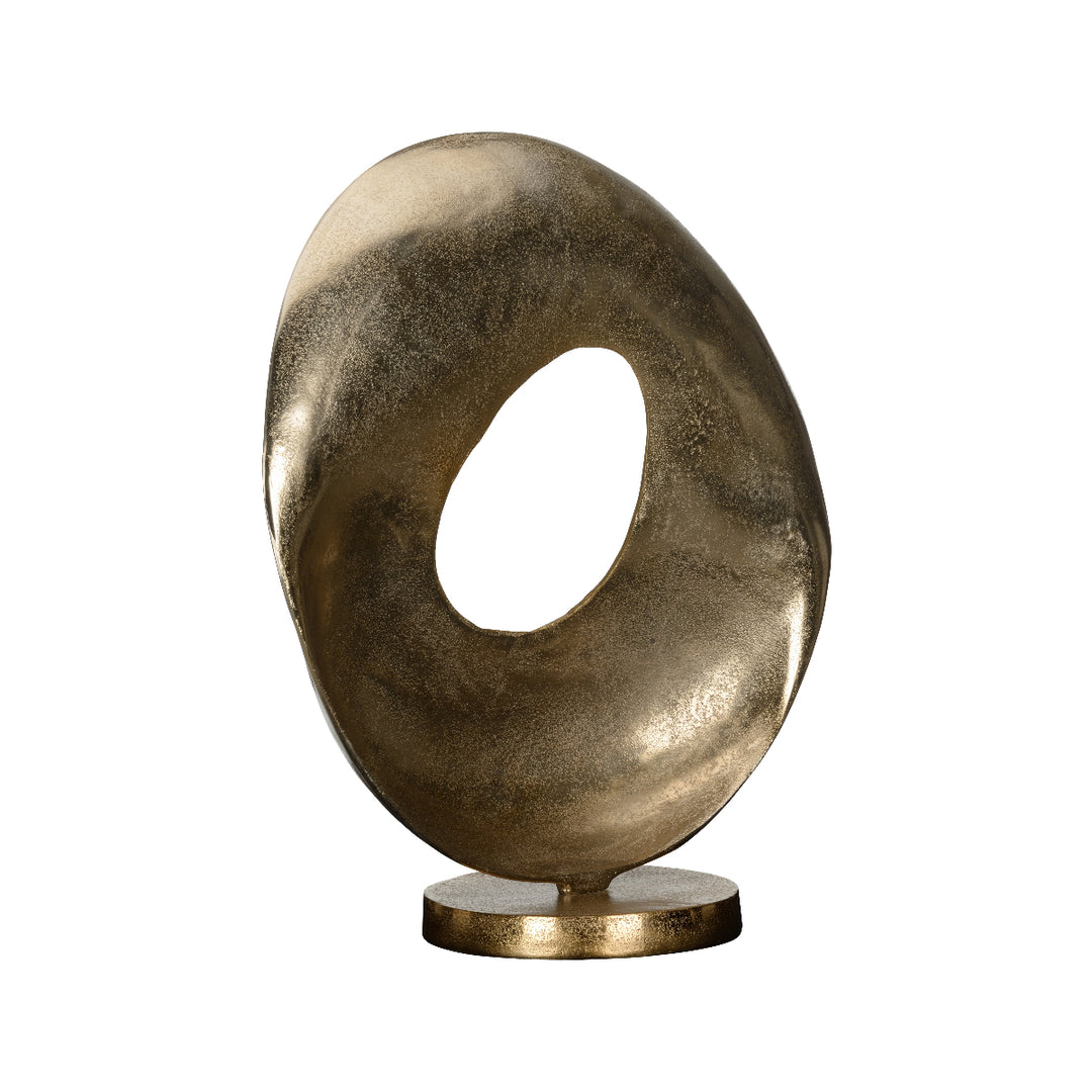 Bronze abstract sculpture on a white background
