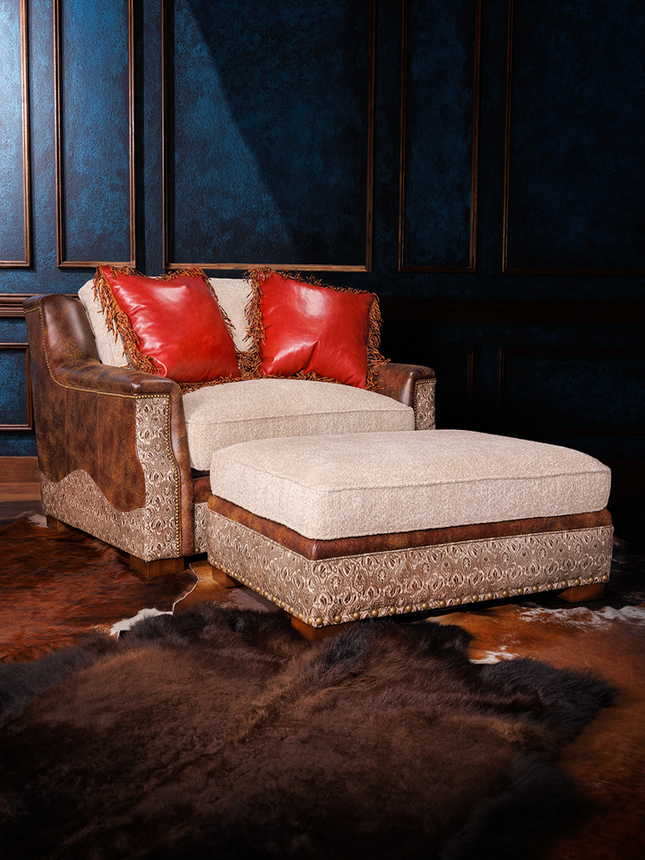 Amaretto Elegance Linen Ottoman