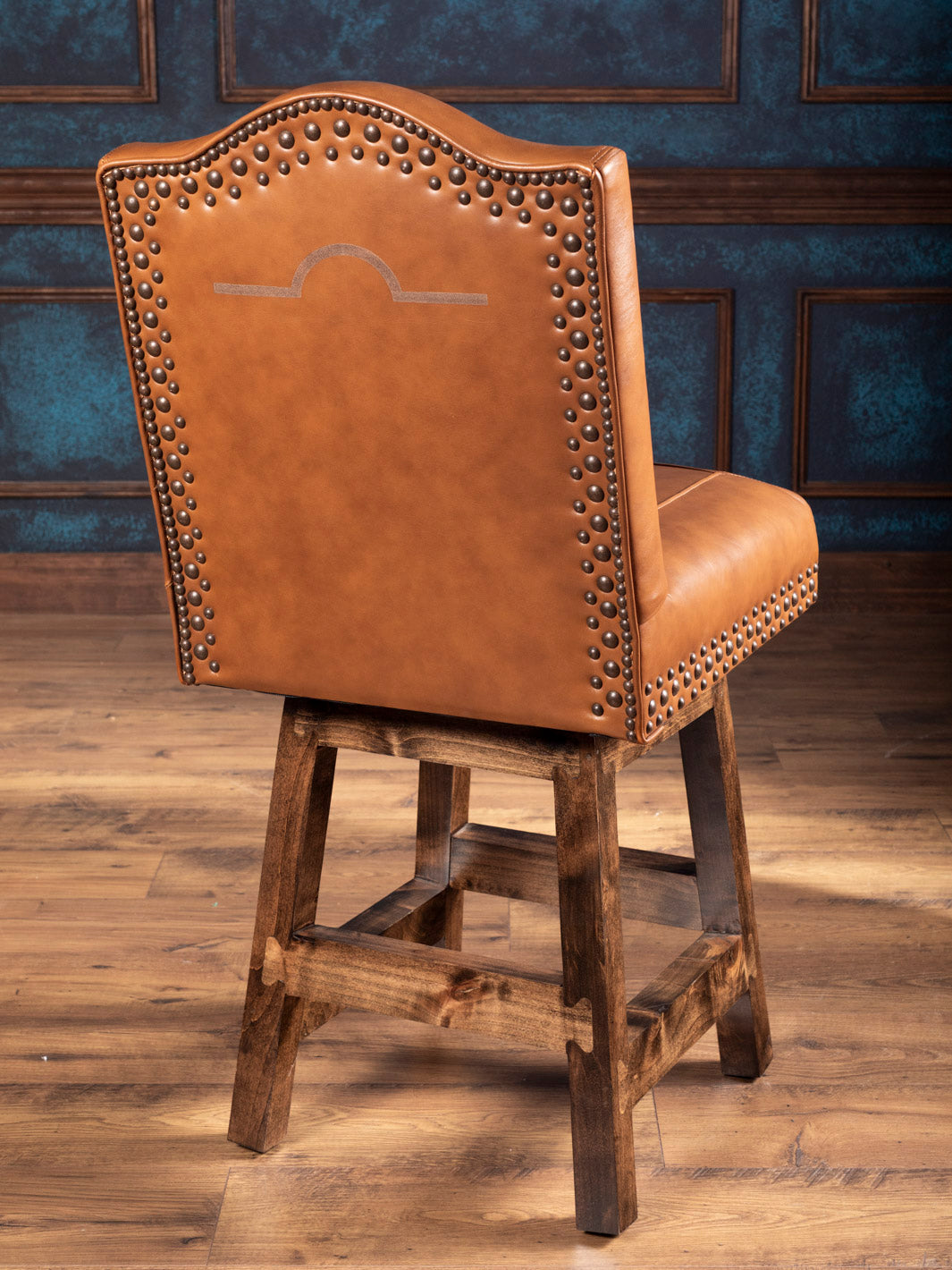 Burnished Brand Leather Bar Stool