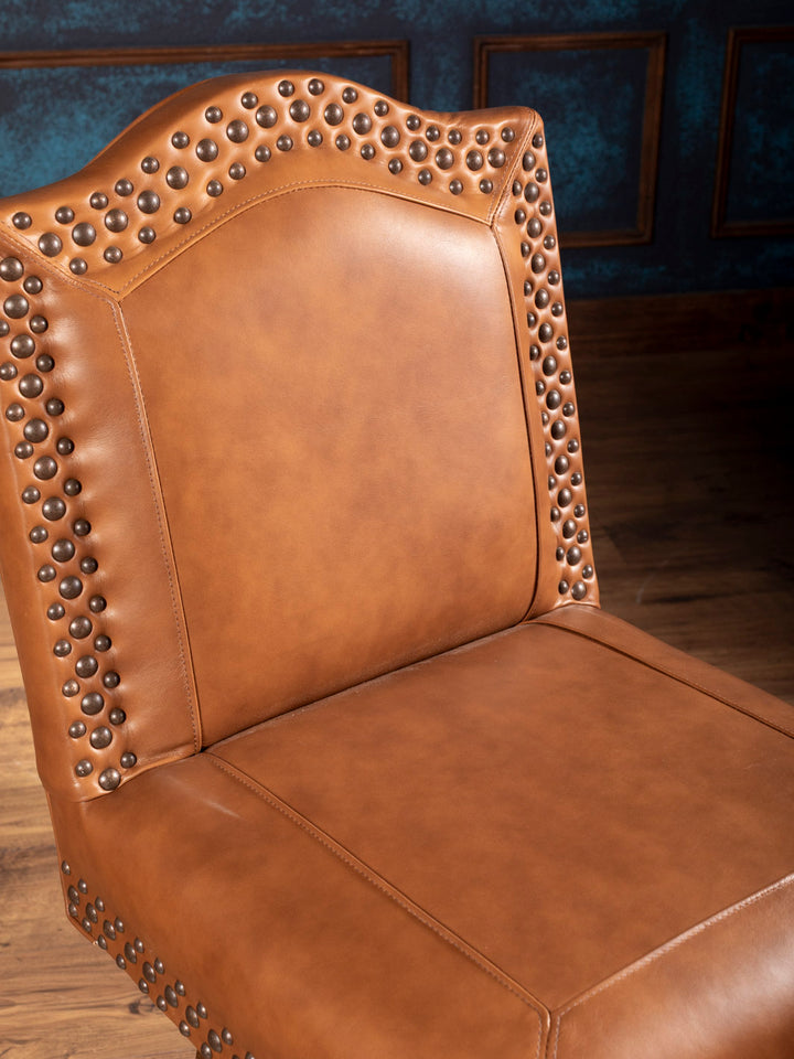 Burnished Brand Leather Bar Stool