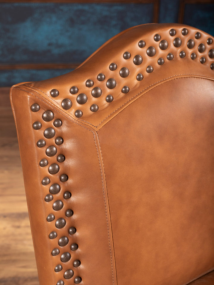 Burnished Brand Leather Bar Stool