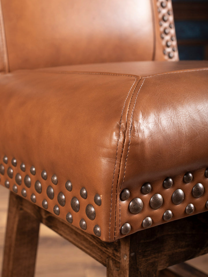 Burnished Brand Leather Bar Stool