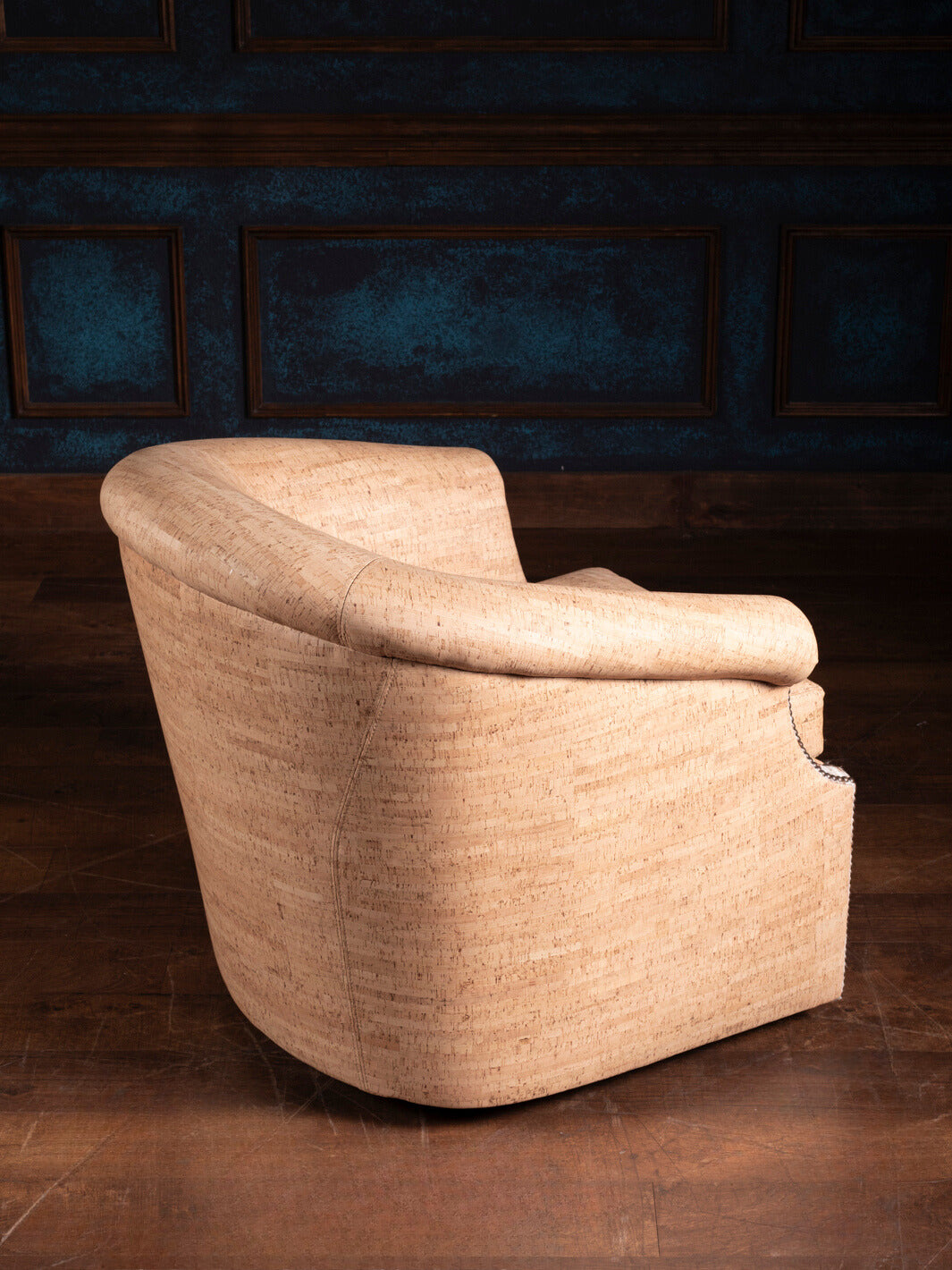 Cork Leather and Cowhide Swivel Chair