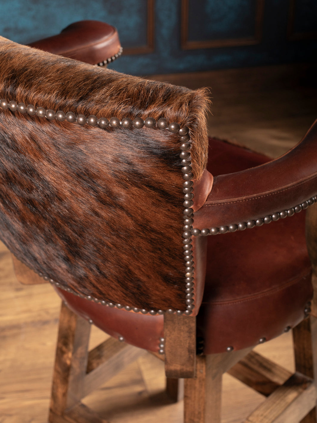 Cowhide & Honey Leather Bar Stool