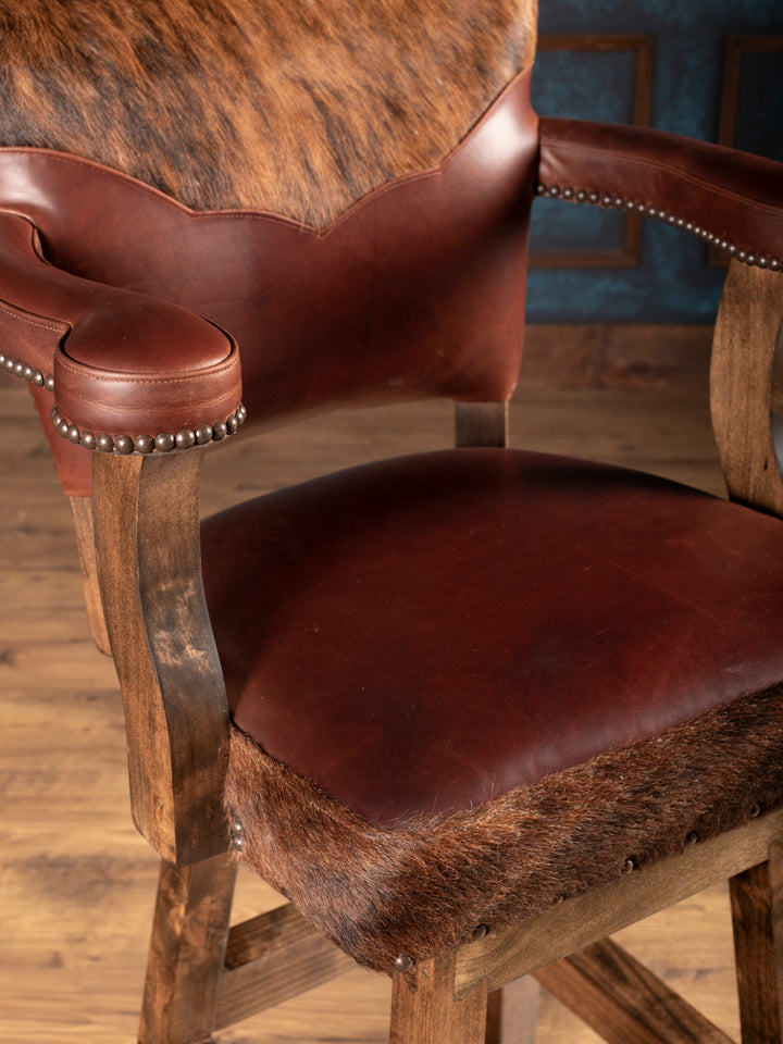 Cowhide & Honey Leather Bar Stool