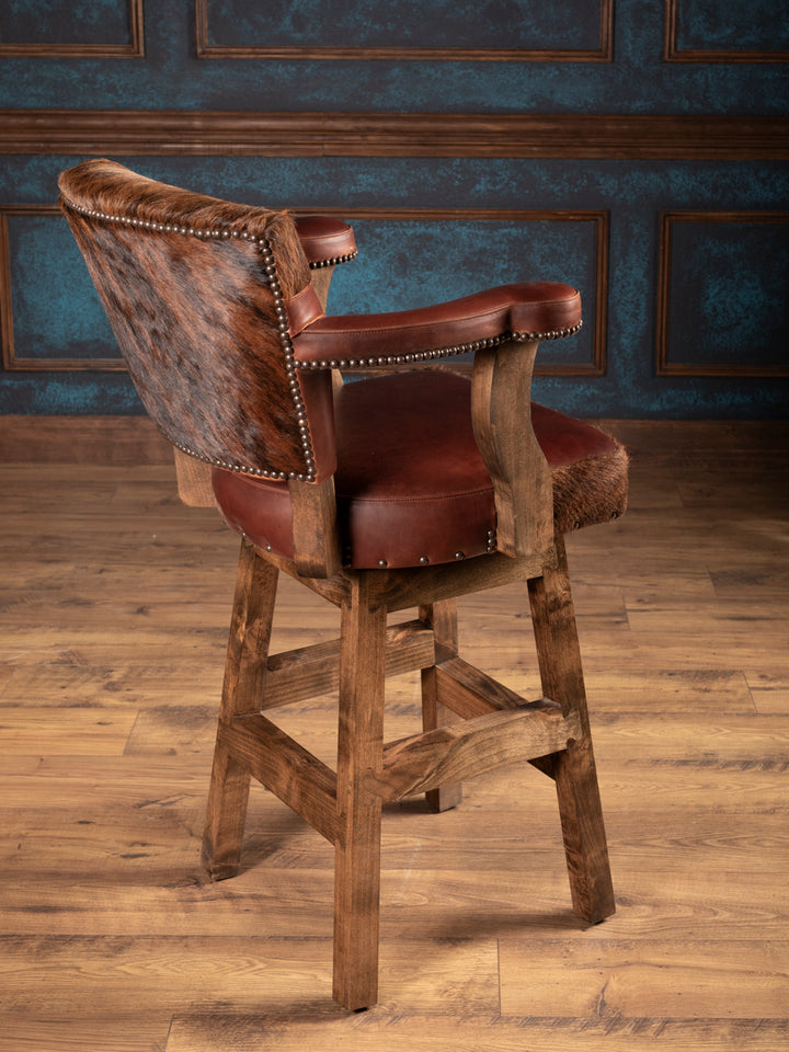 Cowhide & Honey Leather Bar Stool