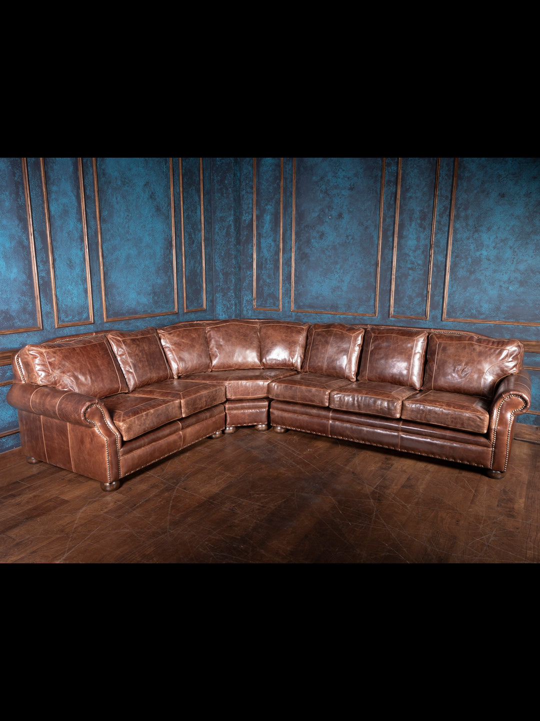 Dark Rum Leather Sectional