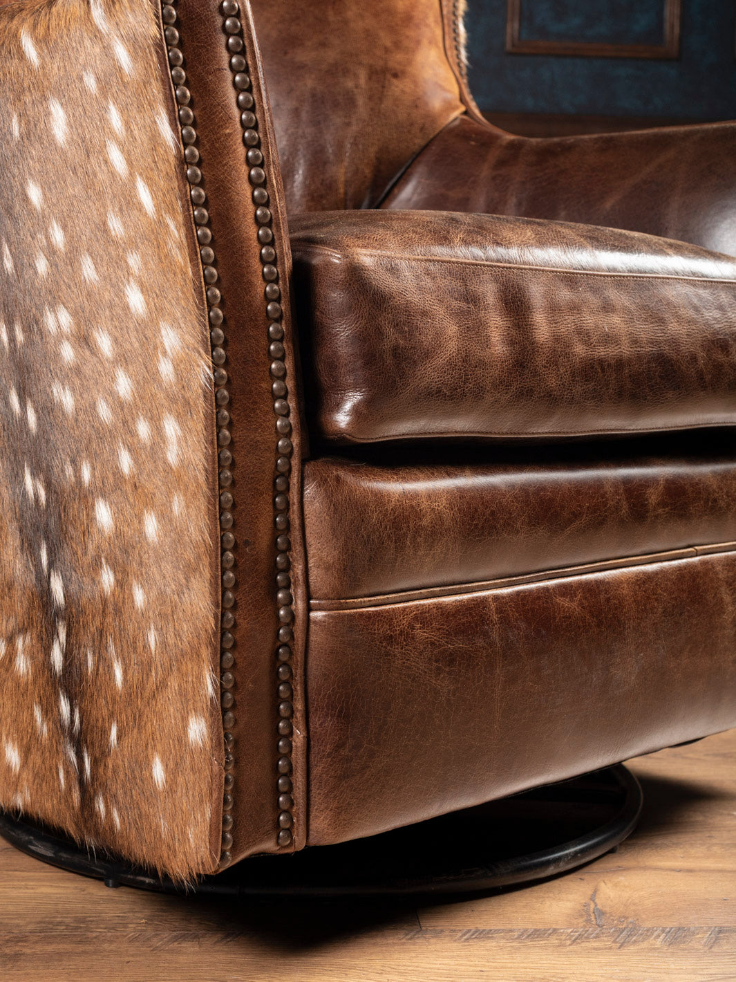 Dark Rum Axis Hide Leather Swivel Chair