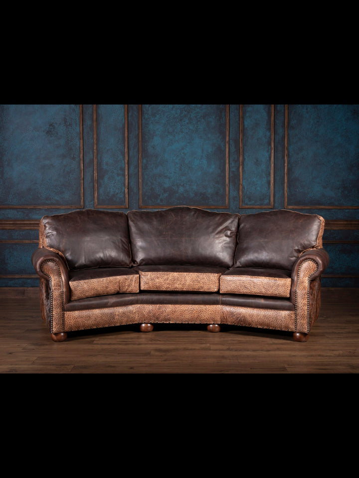 Ostrich Creek Curved Leather Sofa