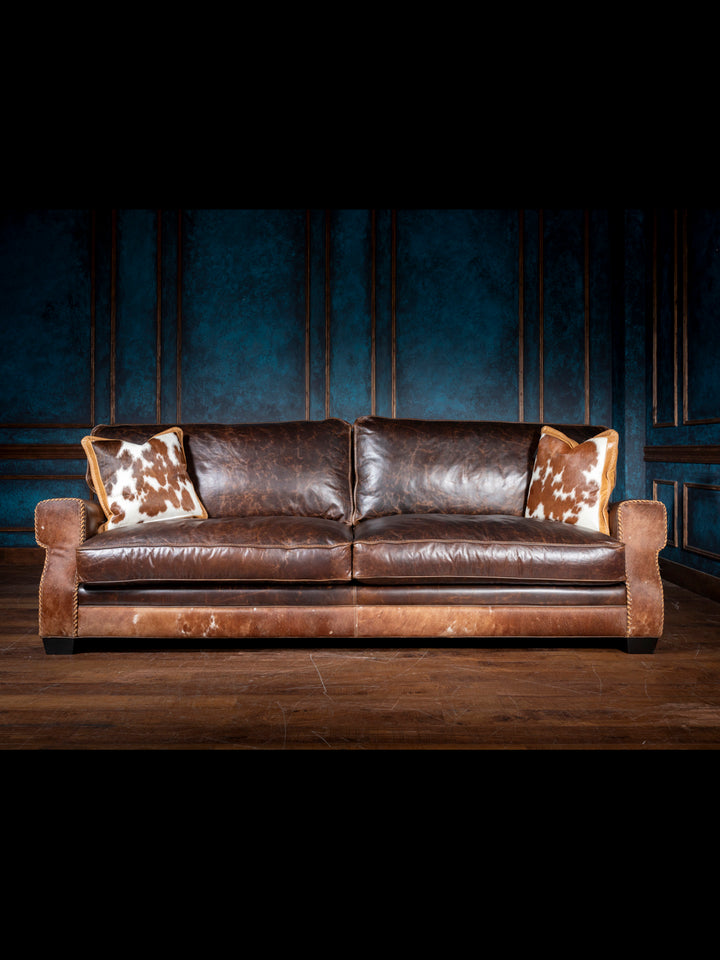 High Plains Leather and Cowhide Sofa