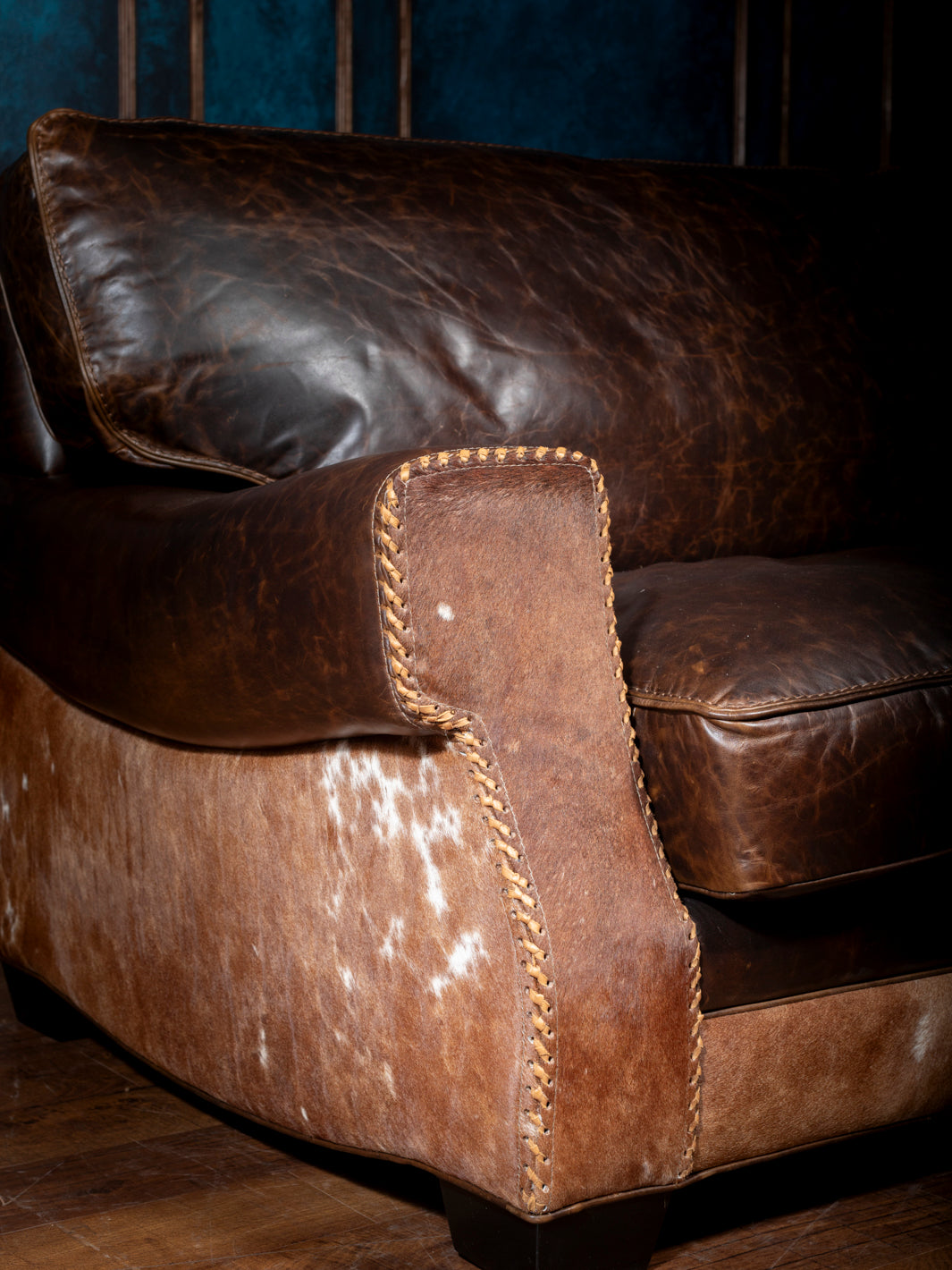 High Plains Leather and Cowhide Sofa