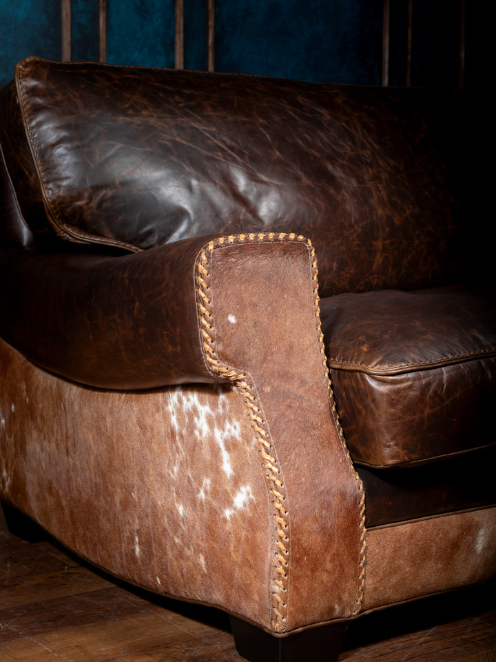 High Plains Leather and Cowhide Sofa