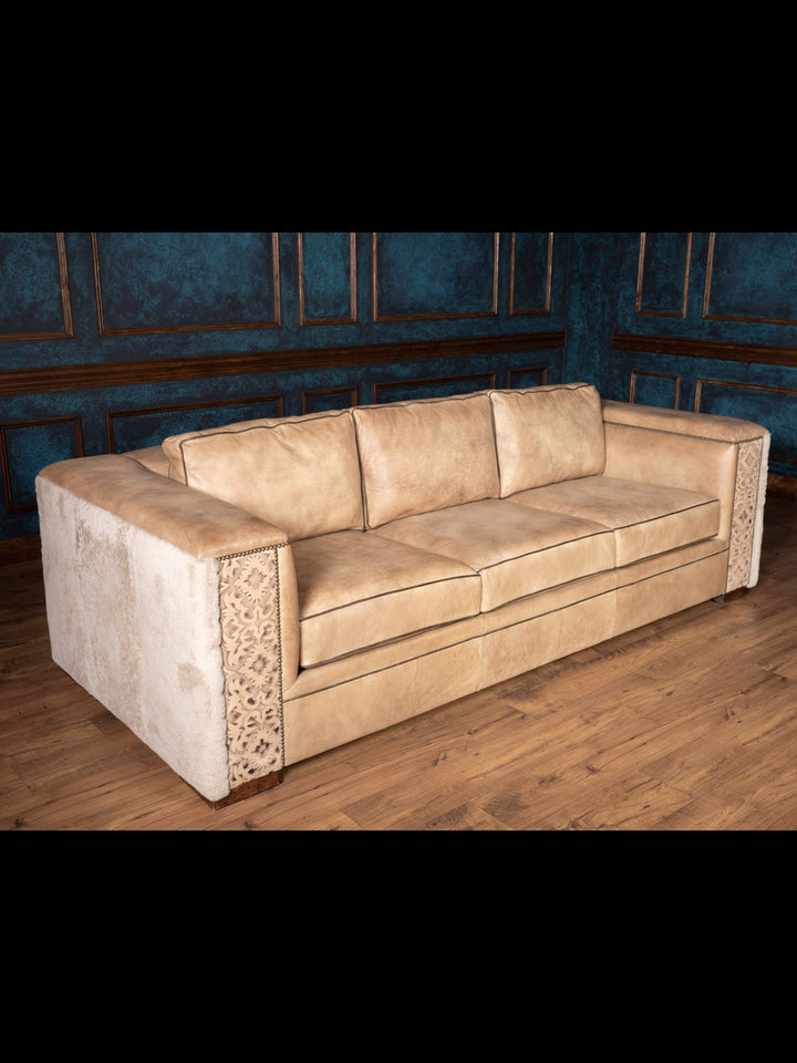 Homestead Haven Shearling Leather Sofa