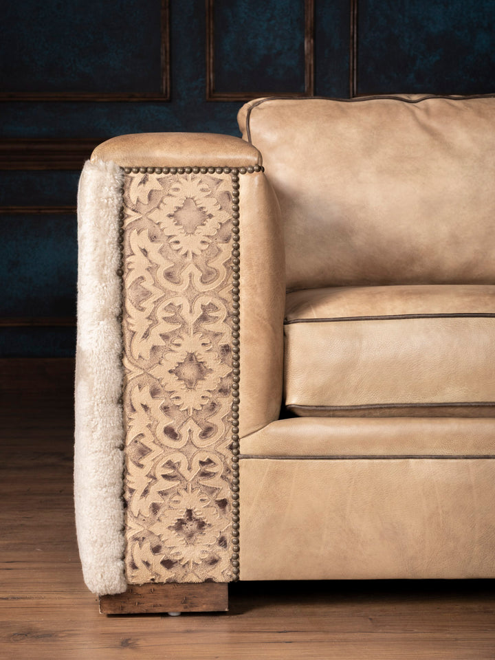 Homestead Haven Shearling Leather Sofa