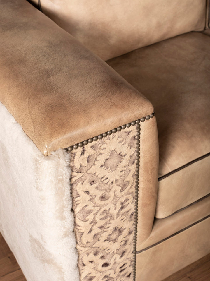 Homestead Haven Shearling Leather Sofa
