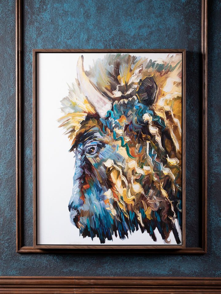 Buffalo on White by Diana Whitehead