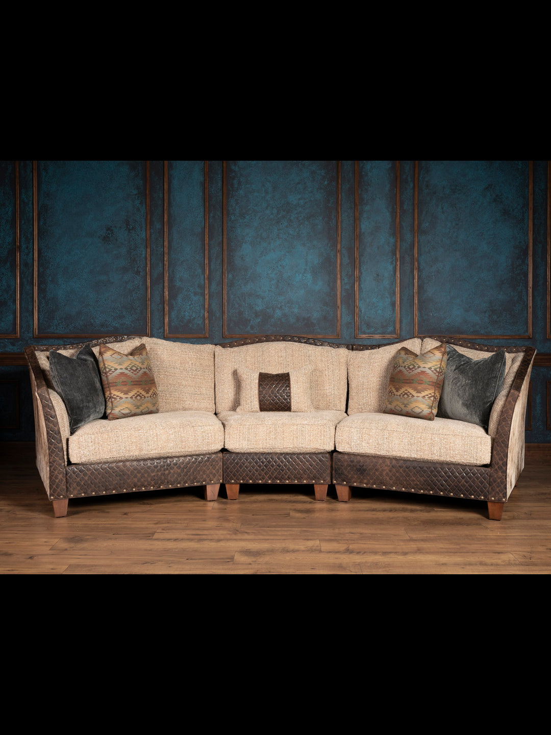 Southwest Luxe Western Sectional Sofa – front view with accent pillows