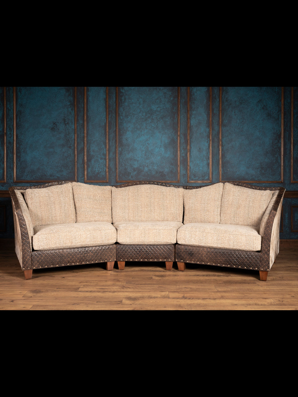 Southwest-style sectional sofa without pillows – full front view