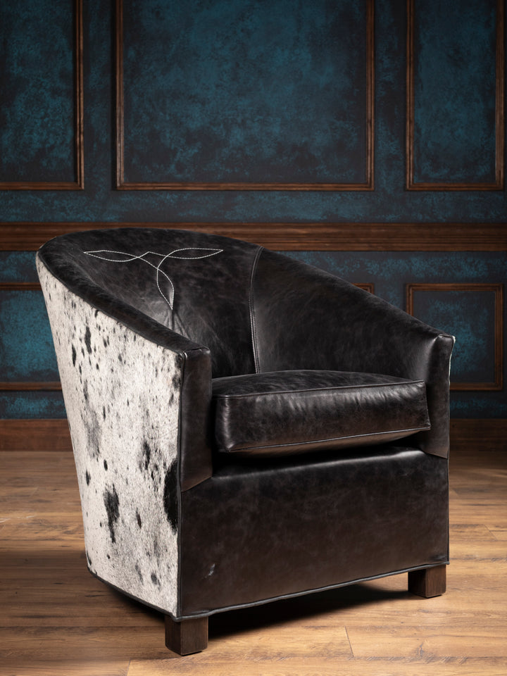 Speckled Blue Leather Accent Chair