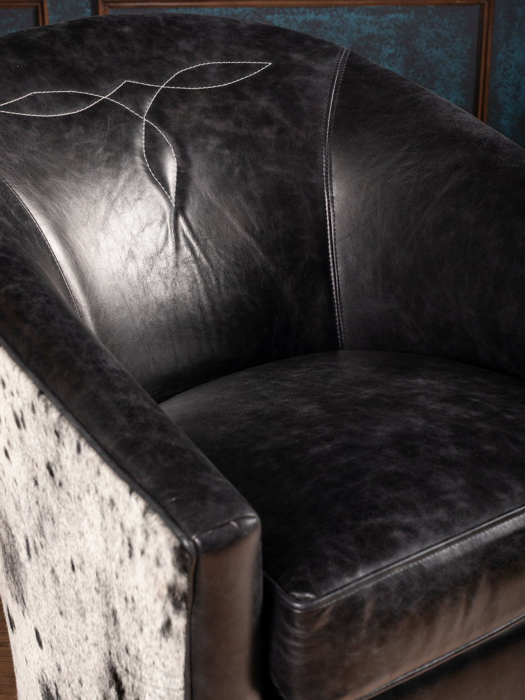 Speckled Blue Leather Accent Chair