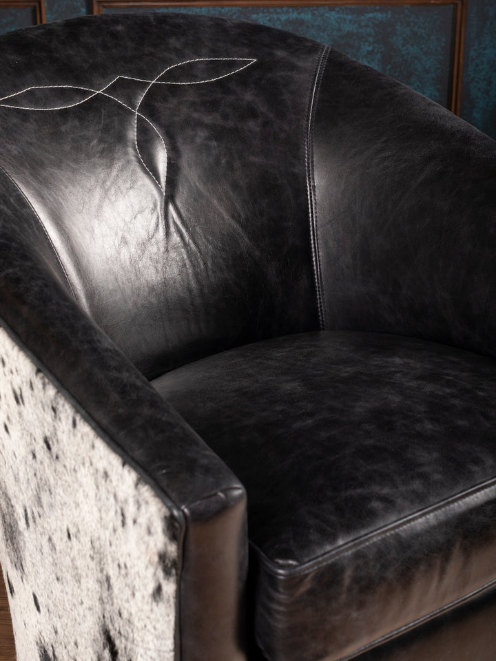 Speckled Blue Leather Accent Chair