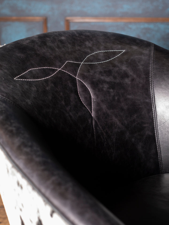 Speckled Blue Leather Accent Chair