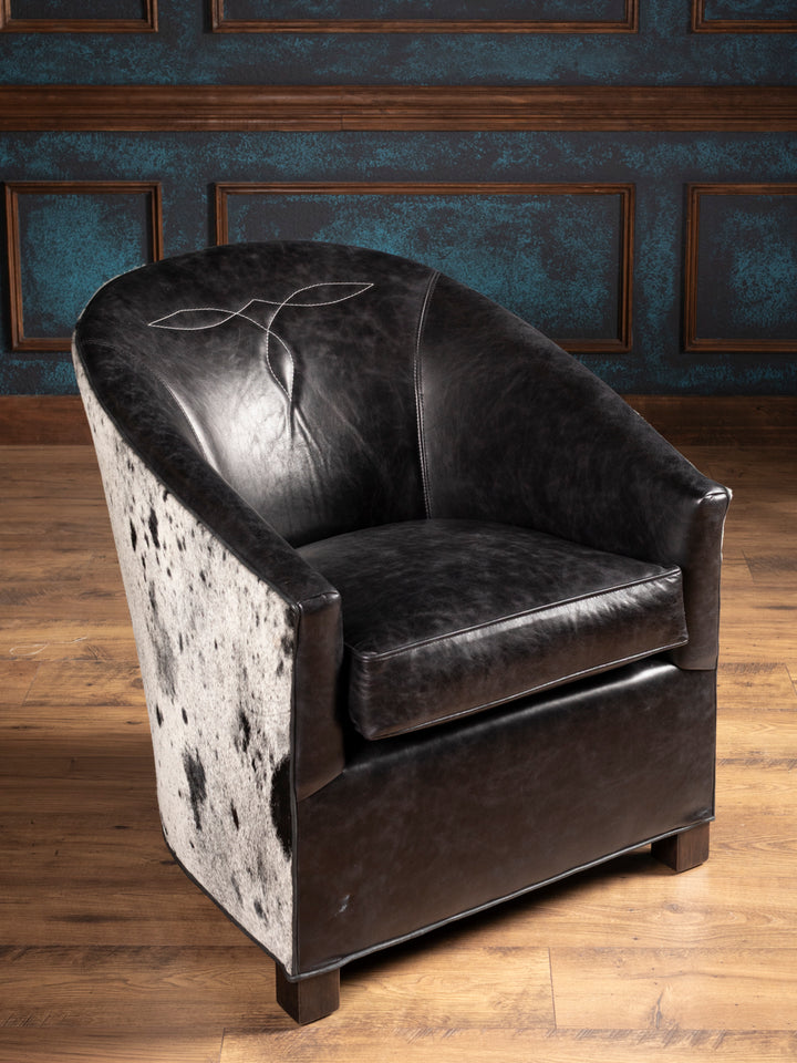 Speckled Blue Leather Accent Chair