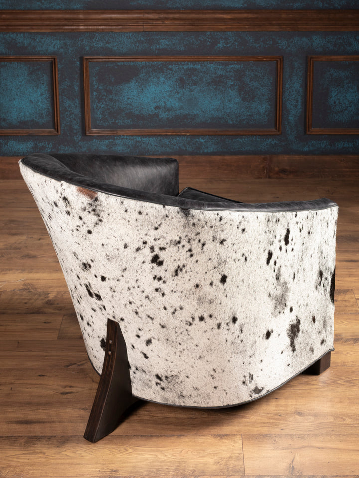 Speckled Blue Leather Accent Chair