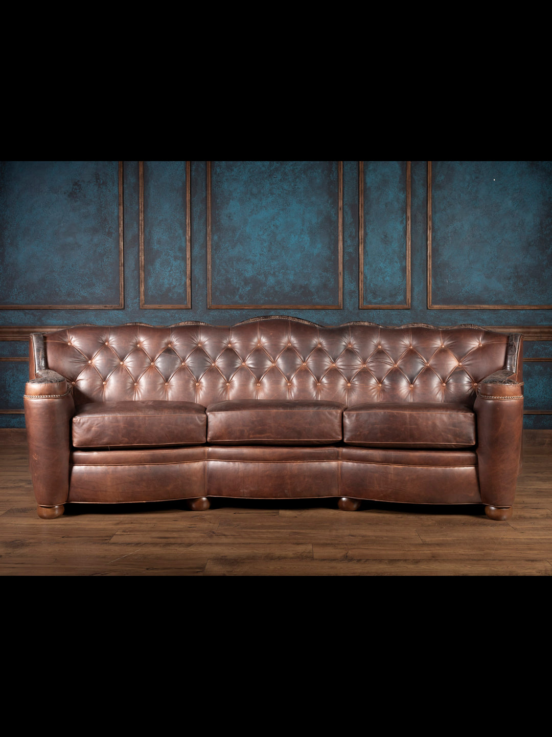 Tufted Chocolate Leather Utah Sofa