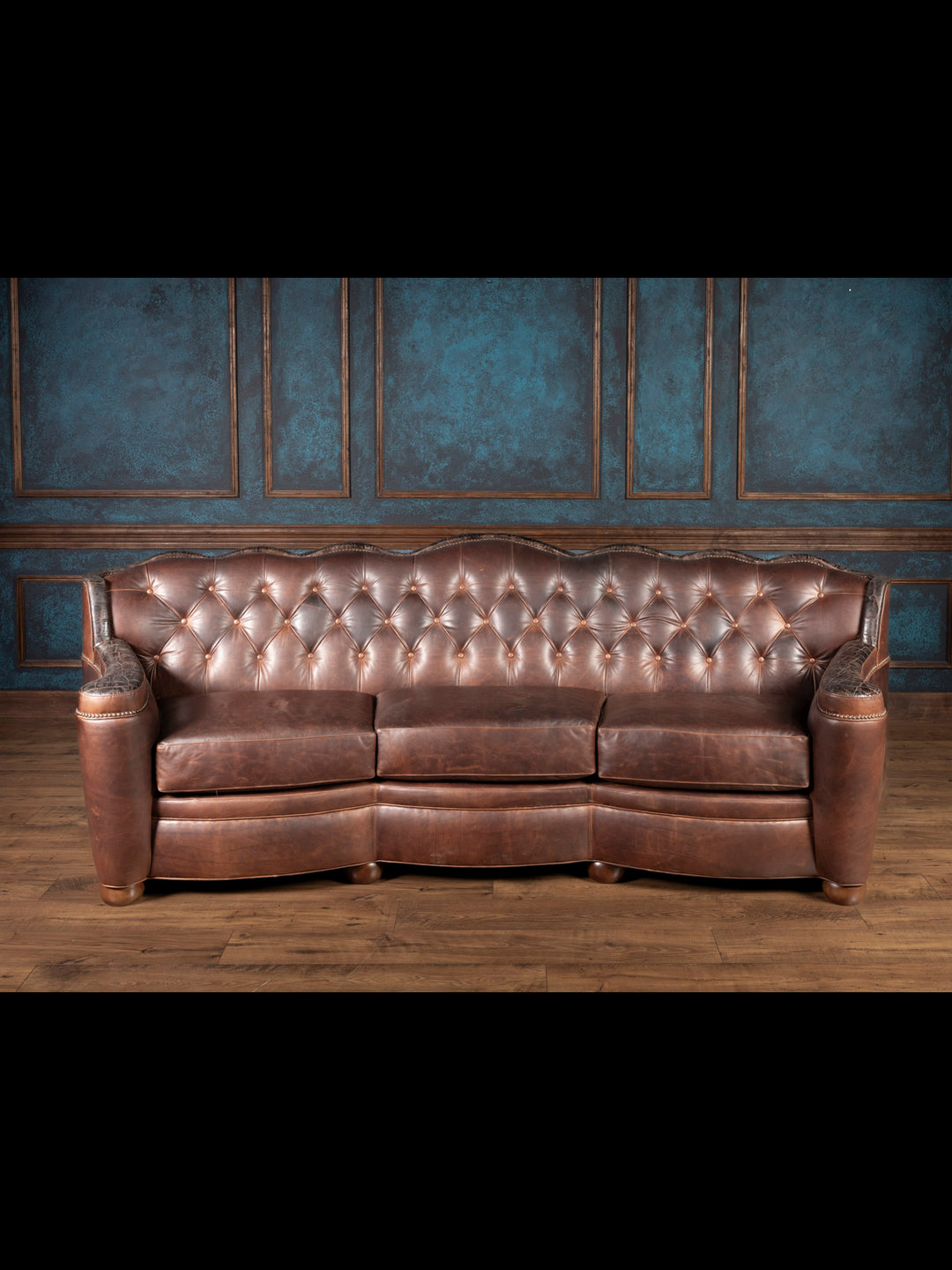 Tufted Chocolate Leather Utah Sofa
