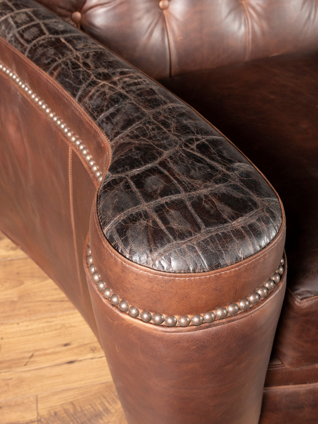 Tufted Chocolate Leather Utah Sofa
