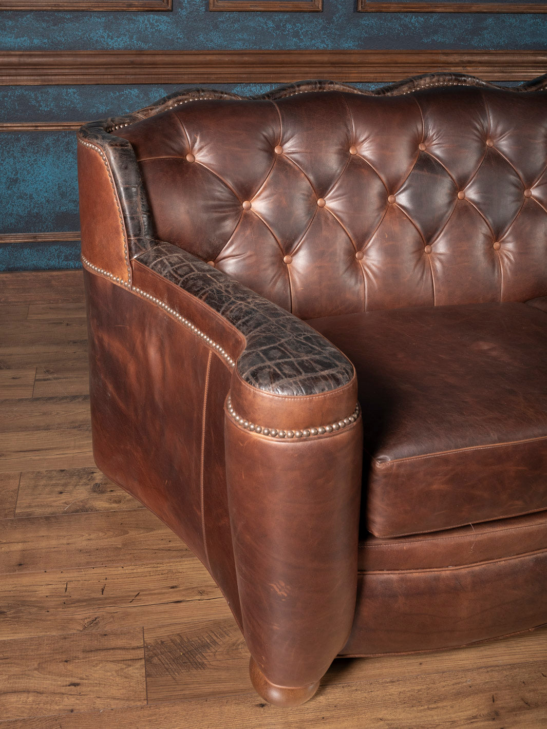 Tufted Chocolate Leather Utah Sofa