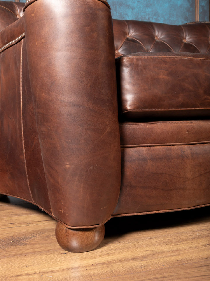 Tufted Chocolate Leather Utah Sofa