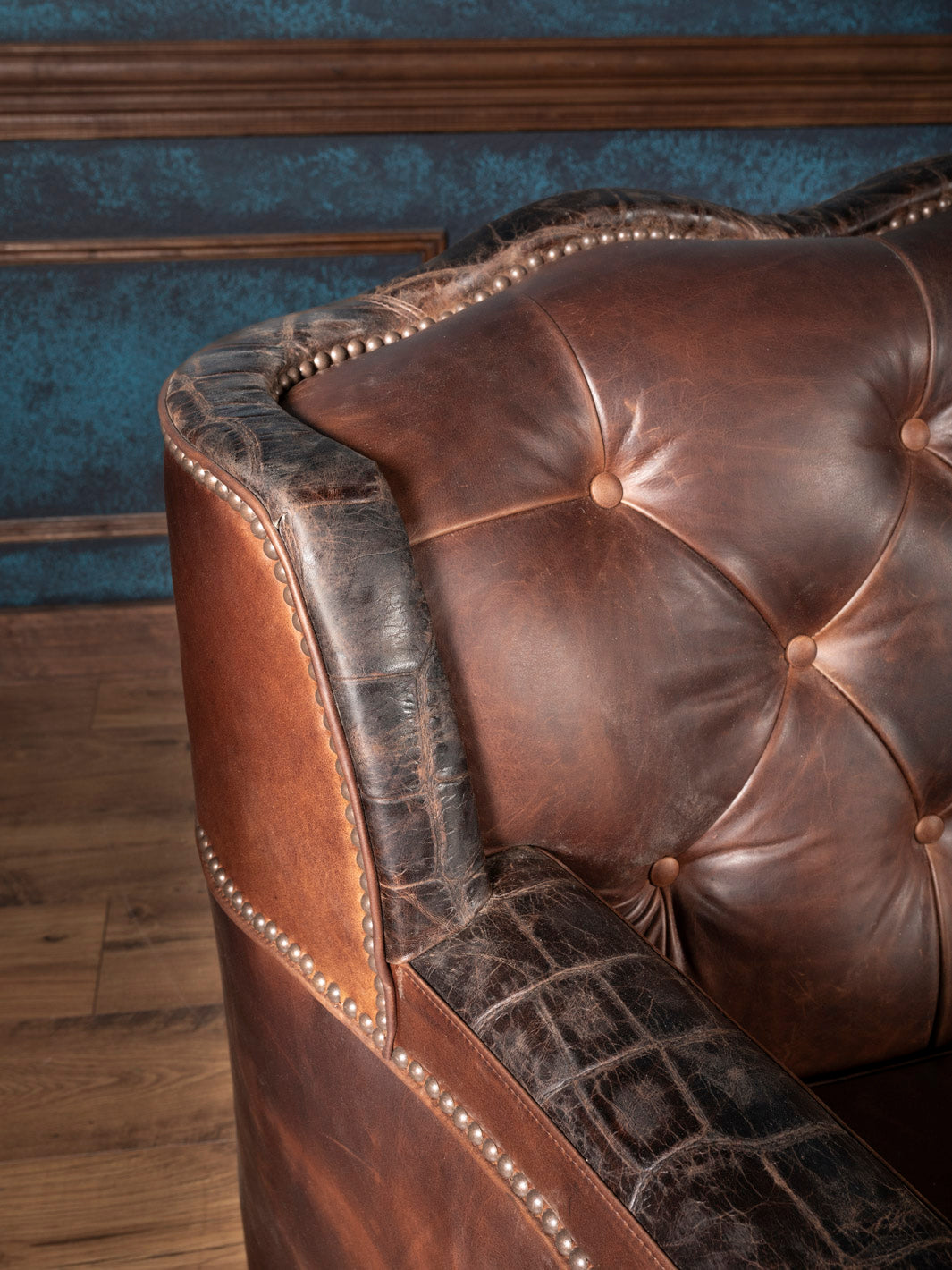 Tufted Chocolate Leather Utah Sofa