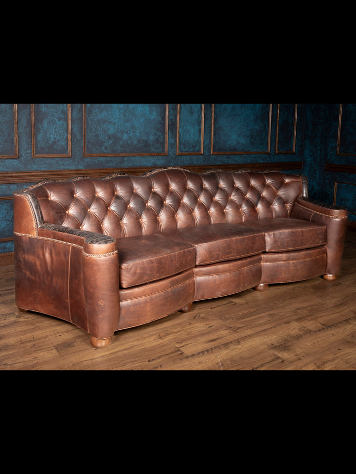 Tufted Chocolate Leather Utah Sofa