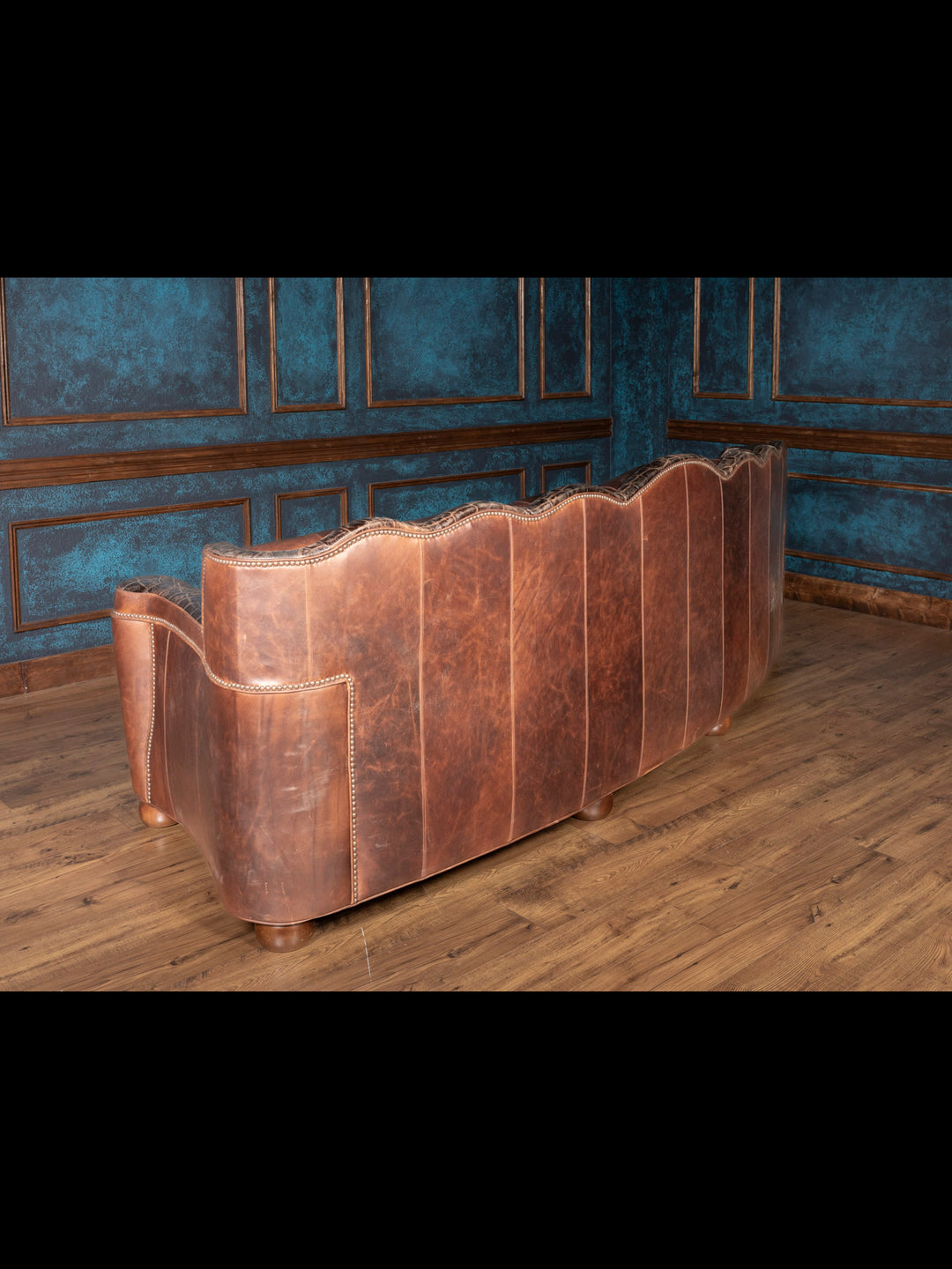 Tufted Chocolate Leather Utah Sofa