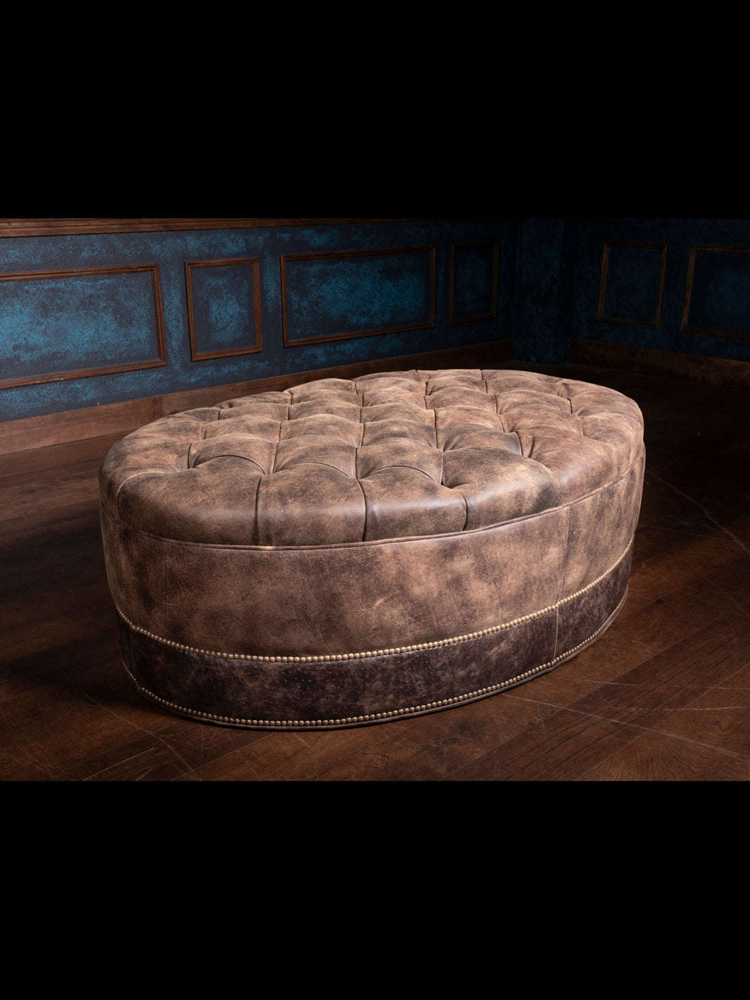 Tufted Oval Ottoman Elegant Leather Seating Runyon s Fine Furniture