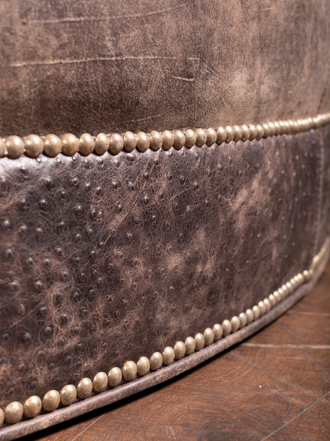 Tufted Prairie Leather Oval Ottoman