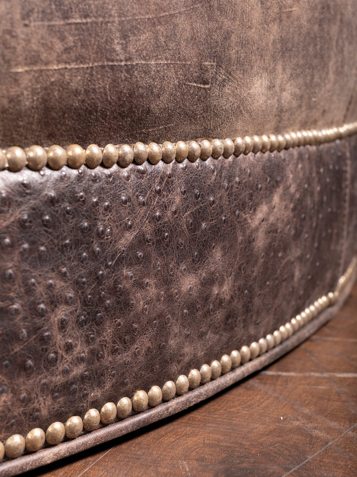 Tufted Prairie Leather Oval Ottoman