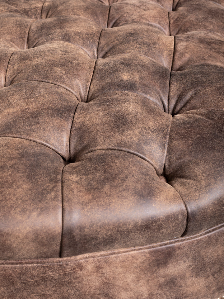 Tufted Prairie Leather Oval Ottoman