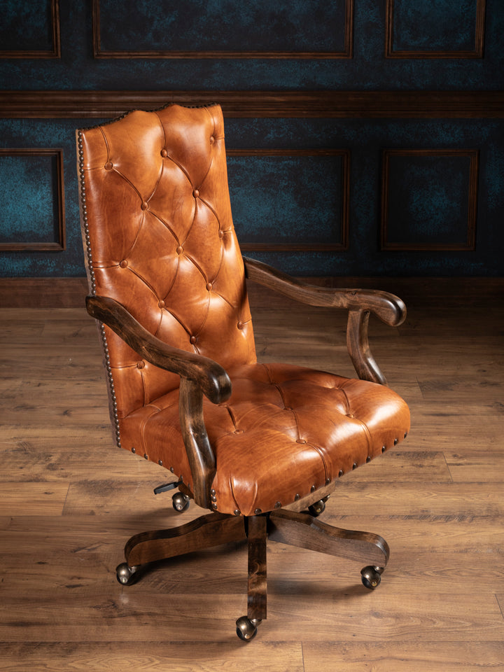 Tufted Painted Leather Desk Chair