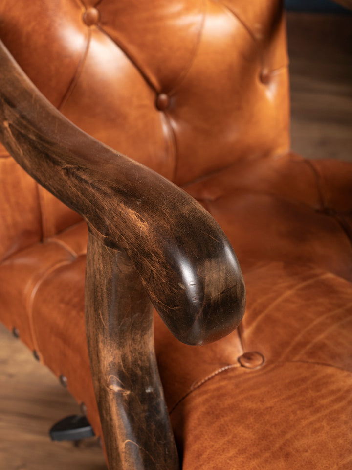 Tufted Painted Leather Desk Chair