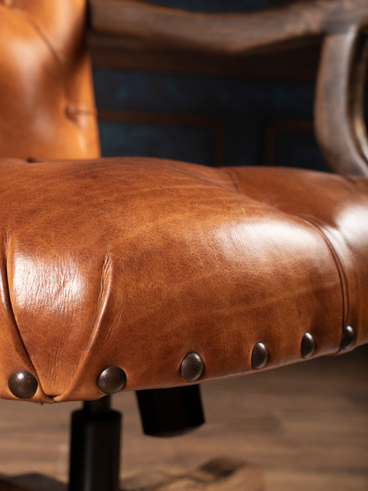Tufted Painted Leather Desk Chair