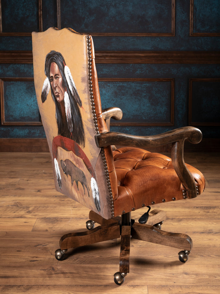 Tufted Painted Leather Desk Chair