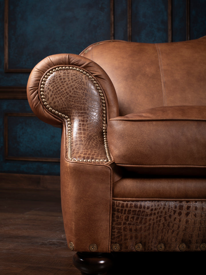 Western Fireside Leather Sofa
