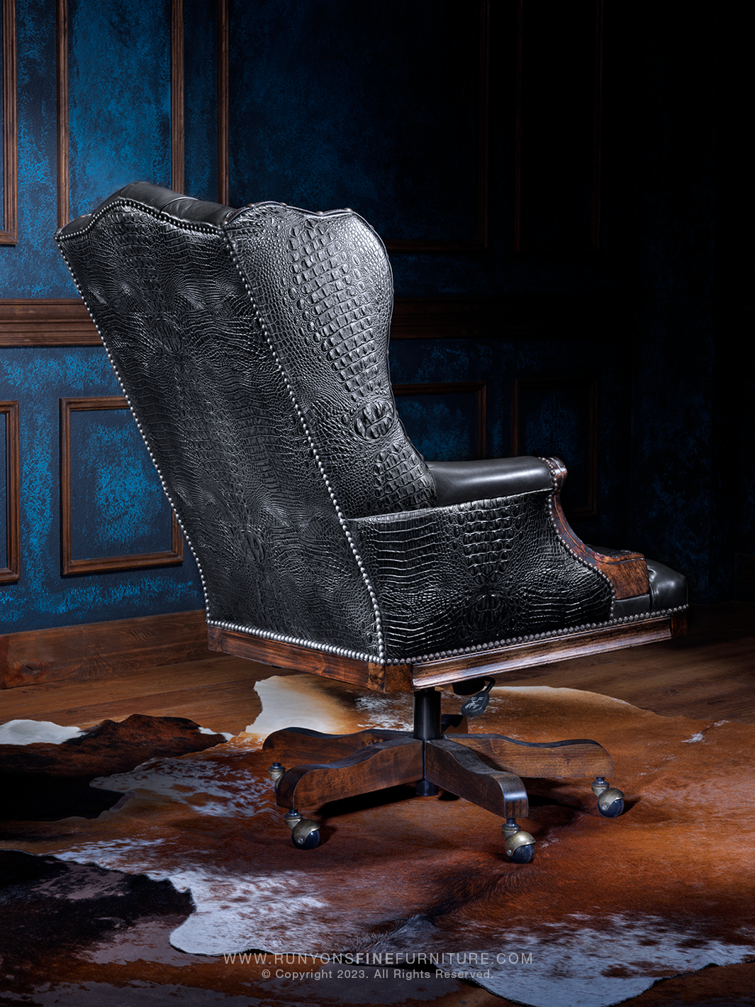 Midnight Crocodile Leather Desk Chair