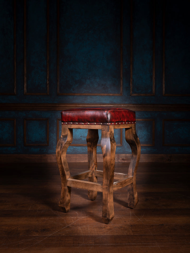 Burnished Santa Fe Leather Saddle Stool