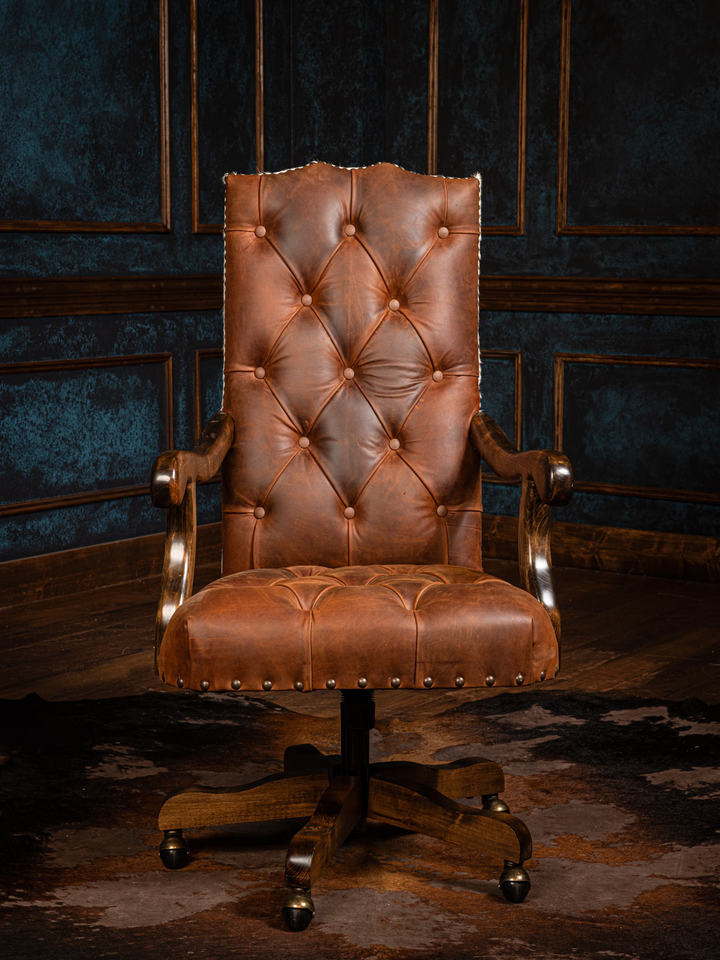 Cowboy Code of the West Leather Desk Chair