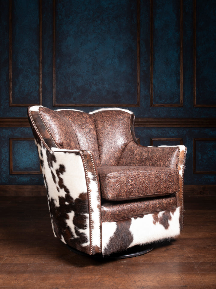 Cowhide Heritage Leather Swivel Chair