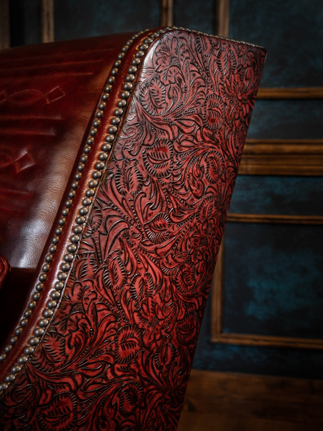 Crimson Quilt Diamond Leather Accent Chair